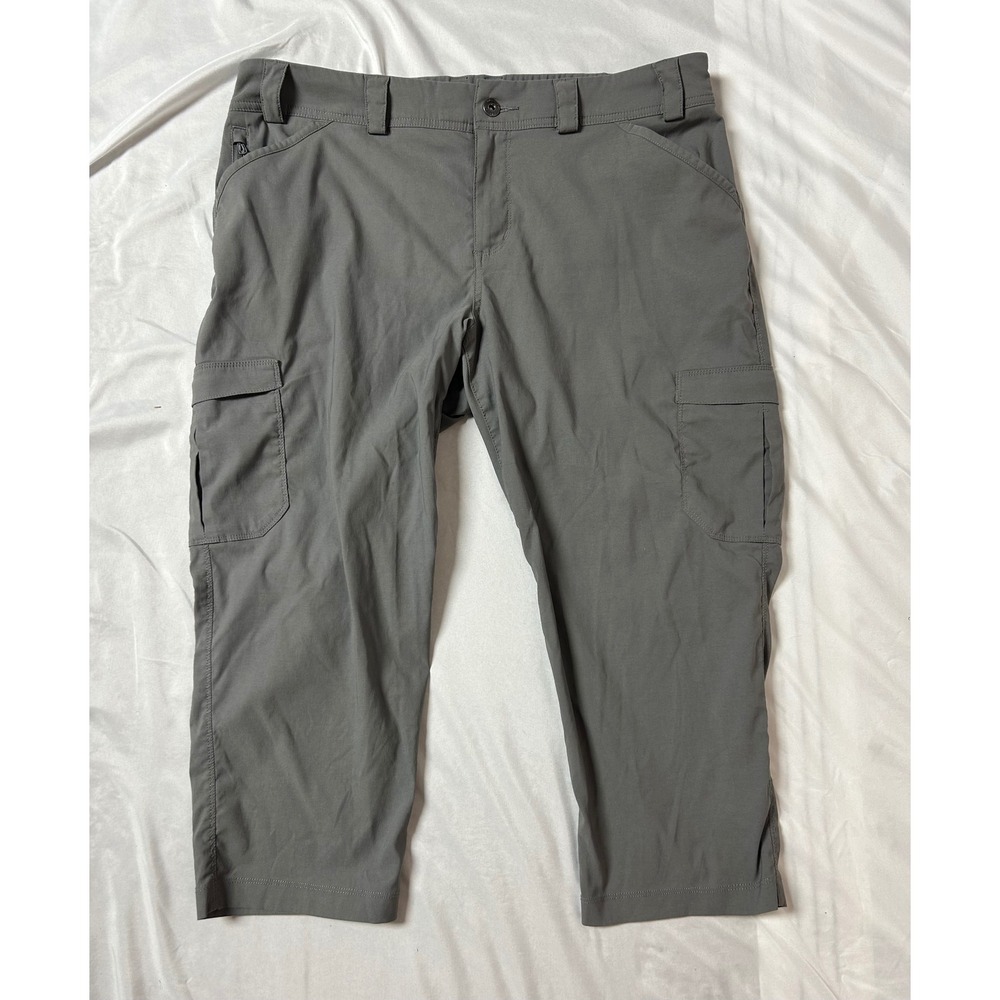 Duluth Trading Co Womens 16 Gray Dry on the Fly Cargo Crop Pants Hiking Outdoor
